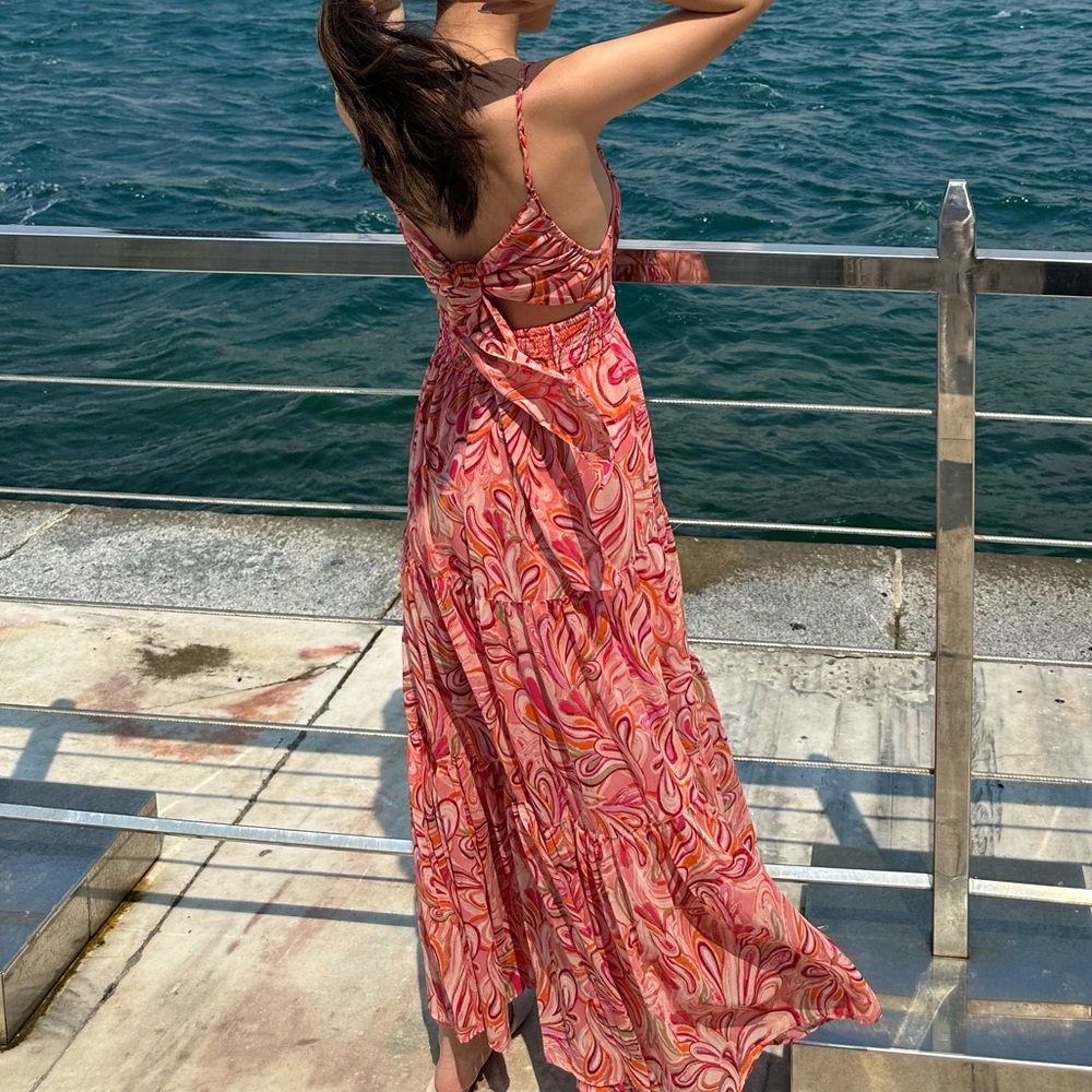 Pink Floral Vintage Maxi Dress